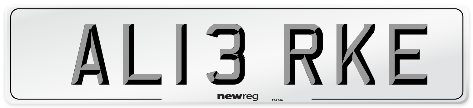 AL13 RKE Number Plate from New Reg